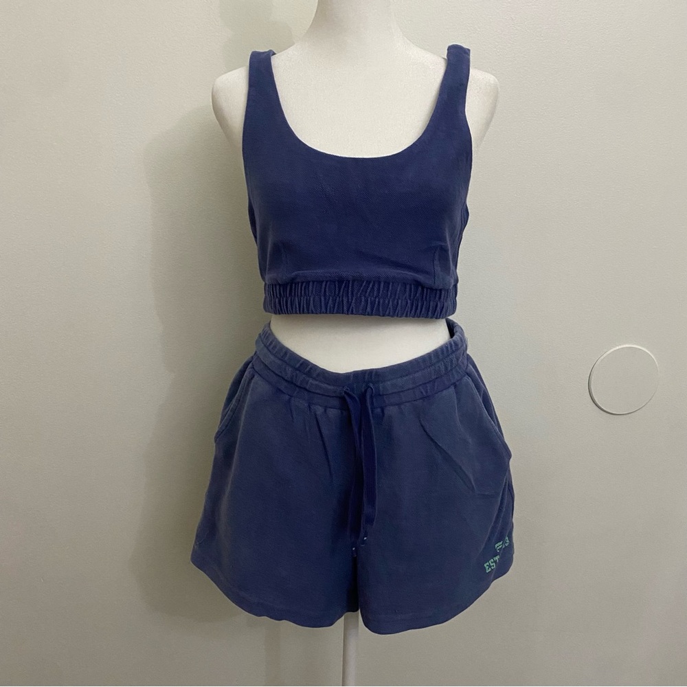 Fabletics Blue Bra and Short Set